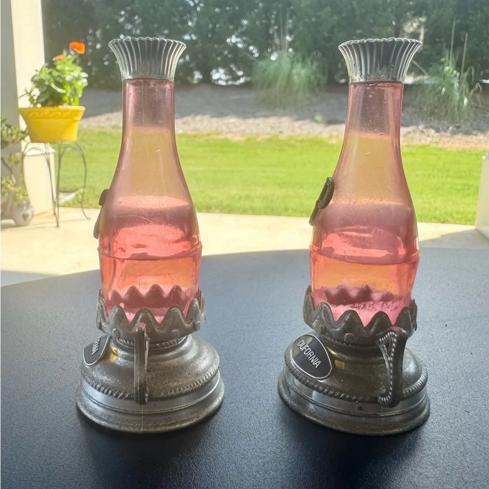Vintage California Salt & Pepper Shakers Plastic Oil Lamp Lantern Base